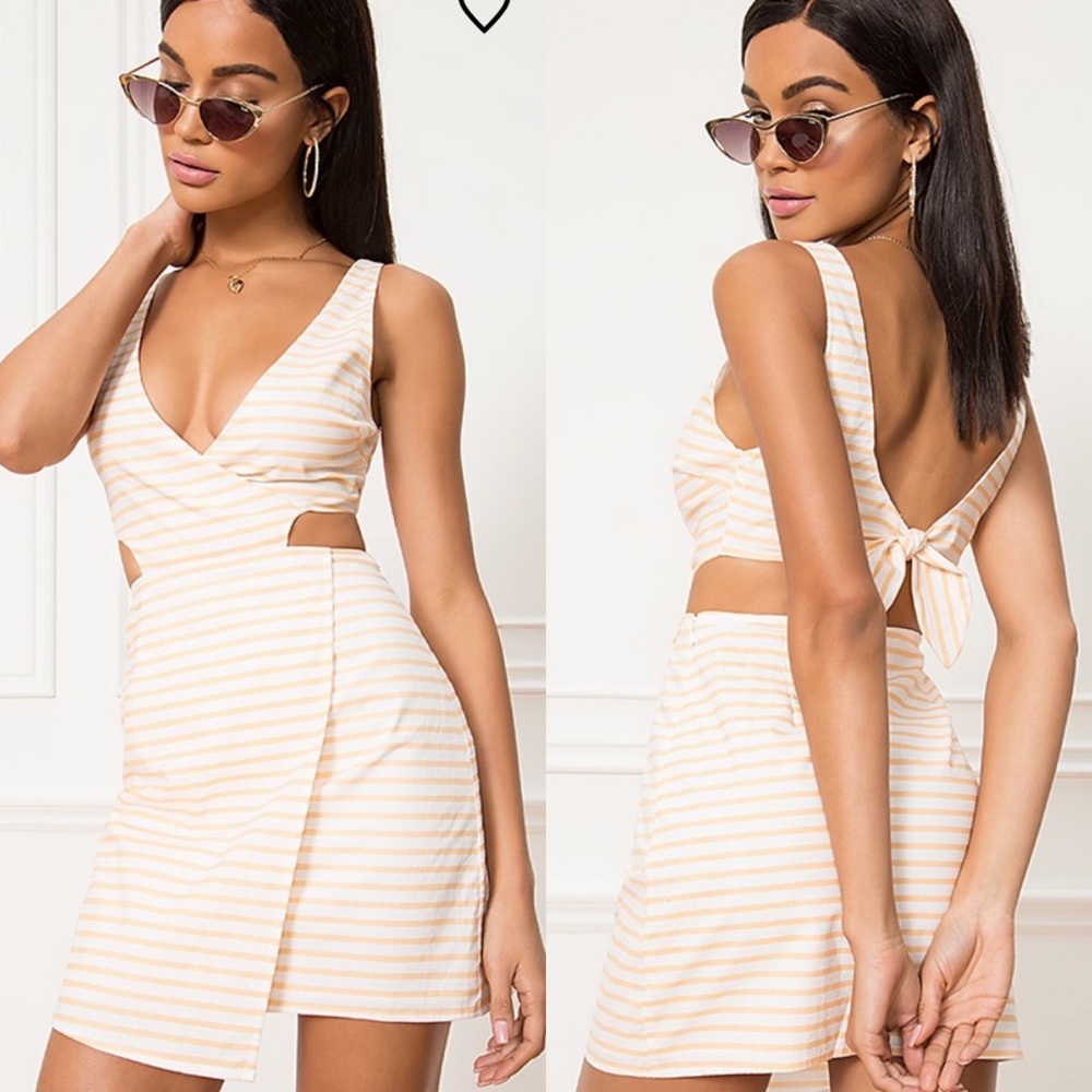 Superdown Mya tie back dress striped size small